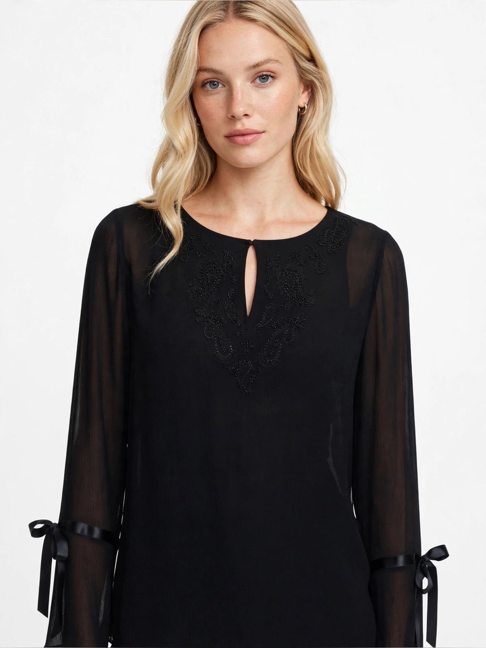 Dana Buchman 100% SILK Black Blouse Size 12 Like New
